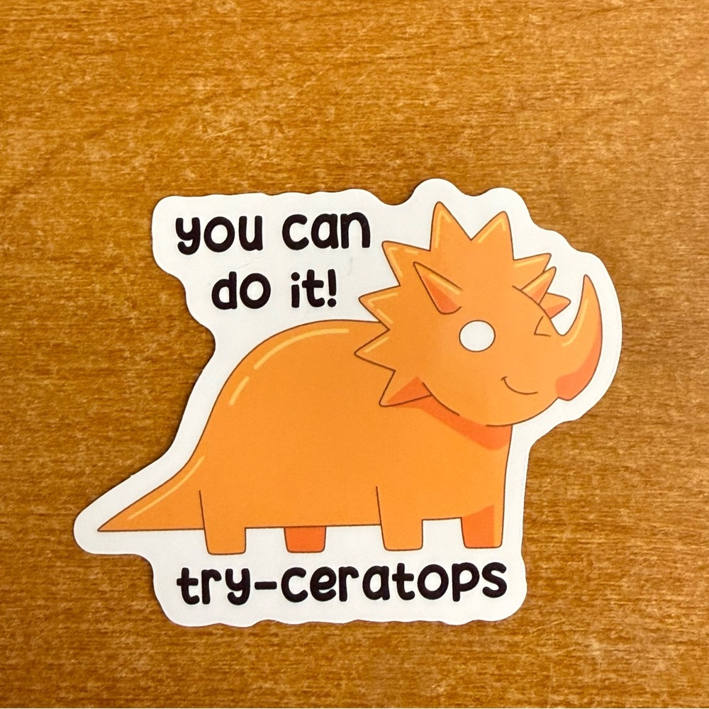 Cute‎ Orange Try-Ceratops Sticker